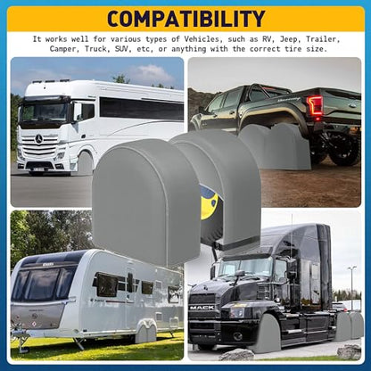 K-Musculo RV Tire Covers 2-Pack, Waterproof Wheel Covers for RV Wheel Travel Trailer Camper Truck SUV, Fit 24-26 Inch Tire Diameter (Gray) - color: Gray - 2Pack, size: (24''-26'') Dia