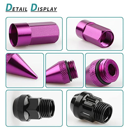 20PCS M12x1.5 Anti Theft Wheel Spikes Lug Nut - color: Purple