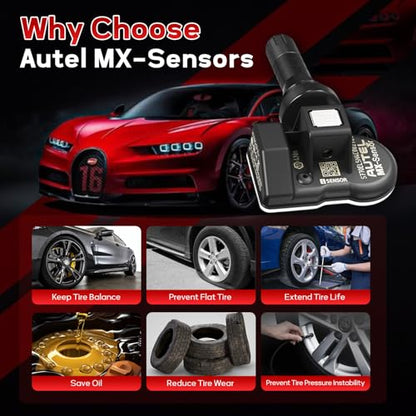 Autel TPMS Sensors 16pcs, Rubber Stem MX-Sensor 2in1 Tire Pressure Sensor