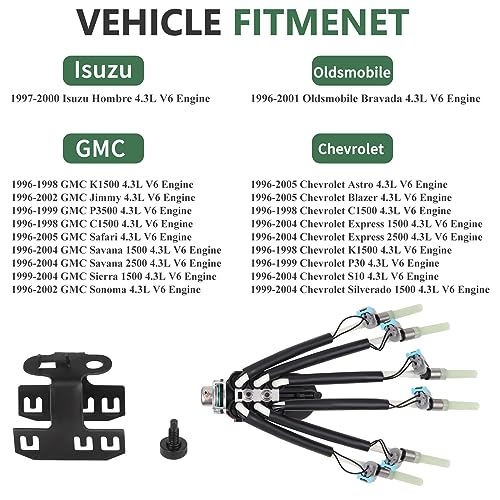 FJ503 Spider Fuel Injector Assembly with Bracket, Compatible with Chevy GMC 4.3L V6 Vortec S10 Blazer Silverado C1500 K1500 Astro Jimmy Sierra, Replaces 12568332 19210688 217-3028 - size: FJ503