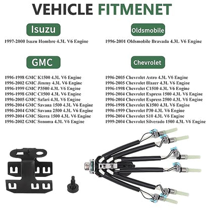 FJ503 Spider Fuel Injector Assembly with Bracket, Compatible with Chevy GMC 4.3L V6 Vortec S10 Blazer Silverado C1500 K1500 Astro Jimmy Sierra, Replaces 12568332 19210688 217-3028 - size: FJ503