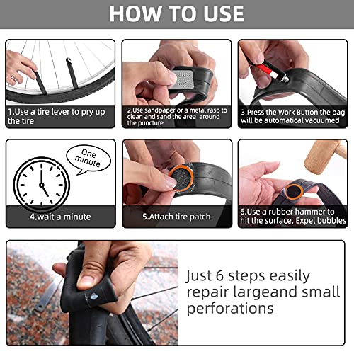 Bike Tire Repair Kit - Bycicle Inner Tube Puncture Patch Kits with 32PCS Vulcanizing Patches,Metal Rasp, for Motorcycle BMX Cycling MTB Road Mountain Bicycle