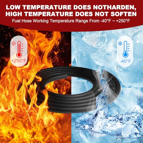 Eunice 3/8 Inch（10mm) ID Fuel Line Hose, 5 FT NBR Rubber Hose 6Pcs Clamps - size: 3/8" ID 5FT + 6 Clamps