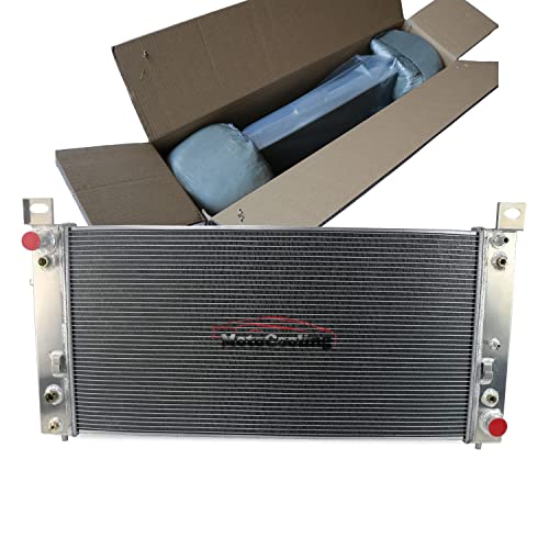 CU2370 34 Inch Aluminum Radiator for Cadillac Escalade ESV EXT, Chevy Avalanche Tahoe Silverado Suburban 1500 2500 3500 HD, GMC Yukon XL Sierra, Hummer H2 V8 1999-2014, 3 Row Radiators