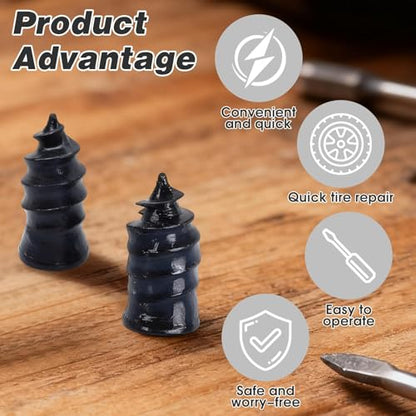 60Pcs Tire Plugs Screw - Quick Fix Screw-in Tire Plug Kit