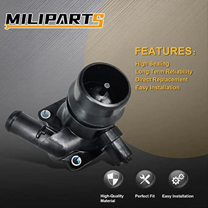 Engine Coolant Thermostat Housing Assembly, Compatible with Buick Encore 2013-2020 Chevy Cruze 2011-2016 OE 55579010 25200455 131-180 - color: Black-New