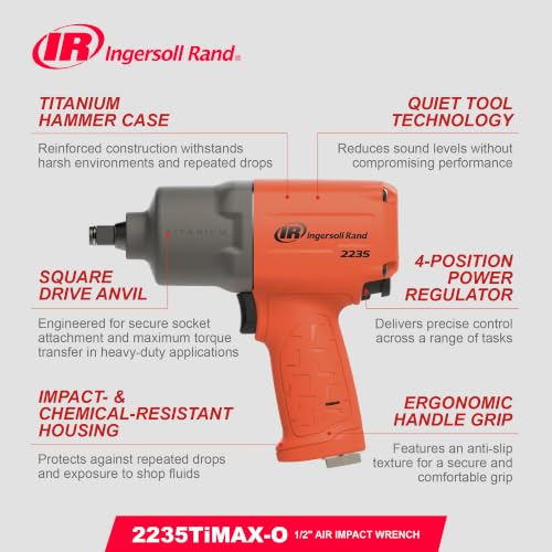 Ingersoll Rand 2235TIMAX-O 1/2" Drive Air Impact Wrench - style: 2235 1/2-Inch Standard - Orange