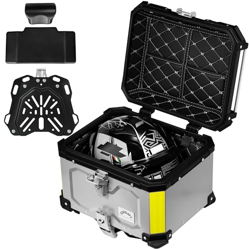 Motorcycle Top Case, 45L Tail Box, Silver - color: Silver-45L, size: 45L