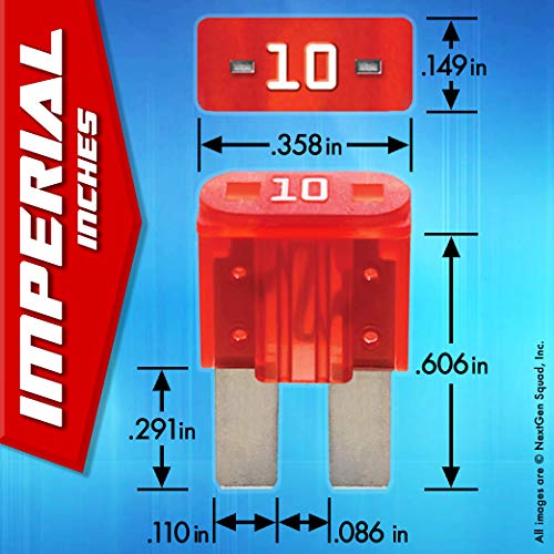 Micro2 APT ATR 50 Piece Automotive Car Fuse Assortment Glove Box Set (49 Micro 2 Blade Fuses + Fuse Puller) 5A 7.5A 10A 15A 20A 25A 30A