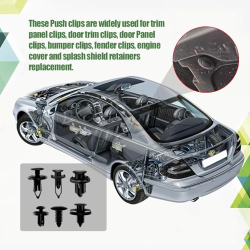 Car Retainer Clips Plastic Fasteners Kit, Car Retainer Clips, Push Bumper Fastener Rivet Clips with 6 Size Auto Body Retainer Clips Bumpers, Universal Plastic Panel Fender Clips (200pcs+Remover) - color: 200pcs+Remover