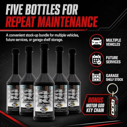 Bundle BG Platinum 44K Fuel System Cleaner, 5 Pack, PN 20811, Five 11 fl oz Bottles, Gasoline Fuel Injector and Fuel System Cleaner, Bonus Key Chain