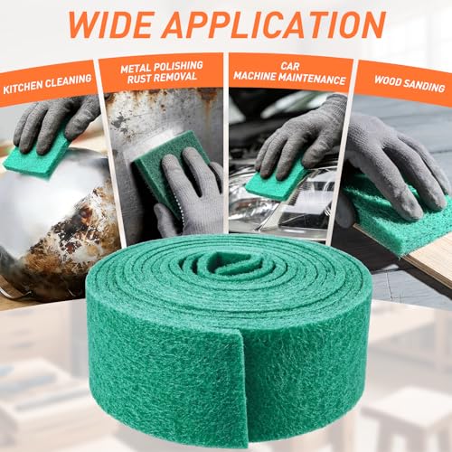 General Purpose Scuff Pads - Cuttable, 6m x 100mm, P120 Grit, Wet/Dry Reusable Sanding Sheets for Paint Prep, Auto Body, Woodworking & DIY - color: BJBGreen