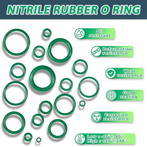 KEZE 595 Pcs Air Conditioning O Ring Kit,36 Size Seal Rubber O-Rings Assortment Set for Compressor Automotive A/C Plumbing Repair ID:3-22mm
