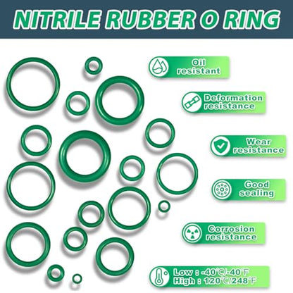 KEZE 595 Pcs Air Conditioning O Ring Kit,36 Size Seal Rubber O-Rings Assortment Set for Compressor Automotive A/C Plumbing Repair ID:3-22mm