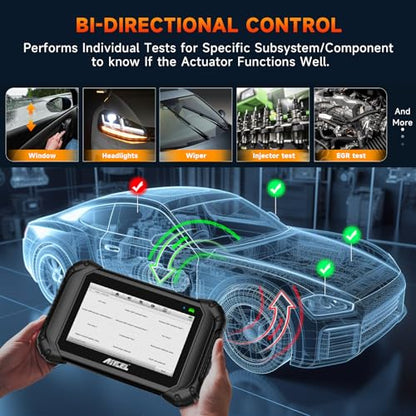 ANCEL Bluetooth OBD2 Scanner for Home Mechanic, Bidirectional Scan Tool, All-Systems Diagnostic ECU Code Reader, ABS Reset, Injector Coding, Live Data, Oil Reset, for Most Vehicles, WiFi - color: black