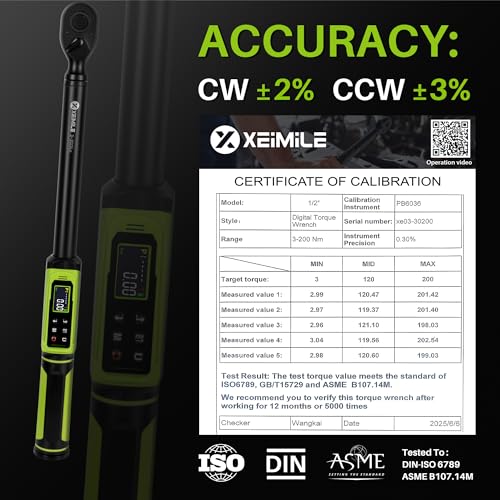 Digital Torque Wrench 1/2" Drive-2.2-147.5Ft.Lb for Car Motorcycle - size: 1/2" 2.2-147.5Ft.Lb