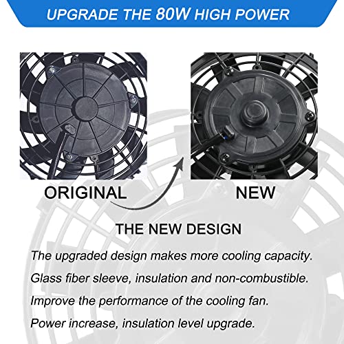 7" Electric Radiator Cooling Fan Assembly Kit with 12V 80W Motor Universal High Performance Slim Fan Push Pull Black - style: 7" Straight