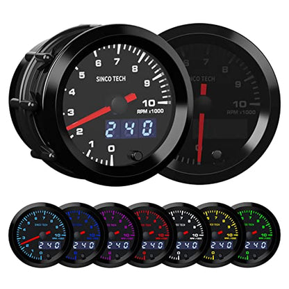 52mm RPM Gauge Car Tachometer Digital Display Pointer 7 Colors Backlight 12V Universal Gauge Kit…… (Tacho Gauge) - style: Tacho Gauge