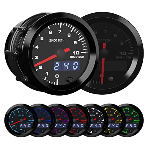 52mm RPM Gauge Car Tachometer Digital Display Pointer 7 Colors Backlight 12V Universal Gauge Kit…… (Tacho Gauge) - style: Tacho Gauge