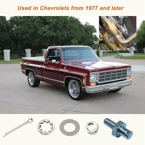 #8009 Throttle Cable Adapter Stud Kit（10-32 x 3/8 Thread） for 1977-later Chevrolet Steel with Nut, Washers, and Cotter Pin