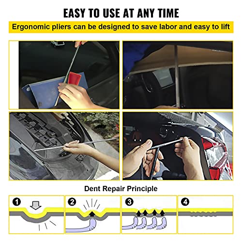 VEVOR Rods Dent Removal Kit, 13 Pcs Paintless Dent Repair Rods, Stainless Steel Dent Rods, Whale Tail Dent Repair Tools, Professional Hail Dent Removal Tool For Minor Dents, Door Dings And Hail Damage - size: 13pcs