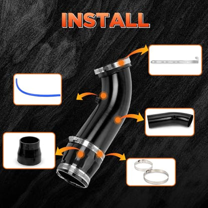 BARTOO 3 Inch Cold Air Intake Pipe Turbo Piping for Car Truck Black - color: Z-Black Pipe