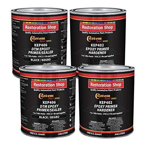 Custom Shop, Black DTM Epoxy Primer/Sealer 2.1 VOC, 1:1 Mix, 1 Gallon Kit - color: Black, size: 32 Fl Oz (Pack of 4)