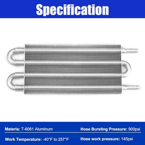 Universal 5/16" Transmission Oil Cooler, 4 Pass Tube and Fin Cooler Kit Aluminum Sliver - color: 4 Pass Sliver