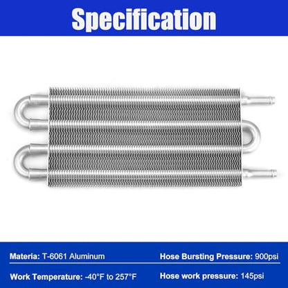 Universal 5/16" Transmission Oil Cooler, 4 Pass Tube and Fin Cooler Kit Aluminum Sliver - color: 4 Pass Sliver