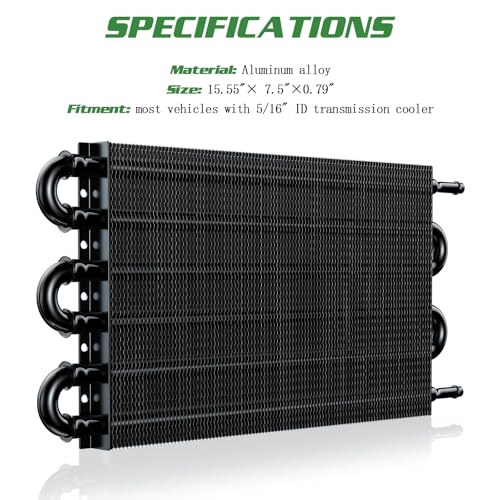 Universal 5/16" Transmission Oil Cooler Kit, Aluminium alloy 6 Pass Tube and Fin Oil Cooler Kit with Hose Mounting Kit, Black - color: Black, size: 6 Pass