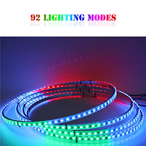 17" Single Row LED Wheel Ring Lights with App Control for Ford F-150 Tacoma RAV4, Multi-Color Dream Chasing Flow & 92 Dynamic Modes, Fits 21-28" Wheels, IP67 Waterproof, Brake/Turn Signal