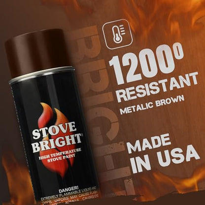 Stove Bright High Temp Spray Paint, Metallic Brown, 12 Oz, 1200°F