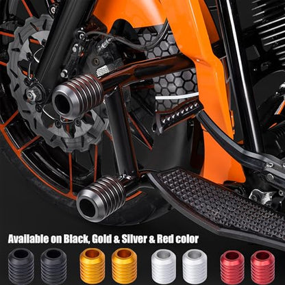 Advanblack Motorcycle Frame Sliders Machined CNC Alumium Crash Bar Slider Fit All Flat Out & Highway 1 1/4" Crash Bar Saddlebags Guards (Black) - color: Black