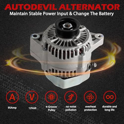 13743 Alternator 95Amp 12V Compatible with 1997 1998 1999 2000 2001 Honda CR-V OE 1022111260, 1022111270, 113628, 12082, 1212201ND, 1226101ND - size: 13743 | 95A