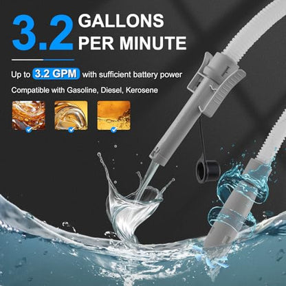 3.2GPM Portable Fuel Transfer Pump with Auto-stop Sensor, Blue - color: Blue