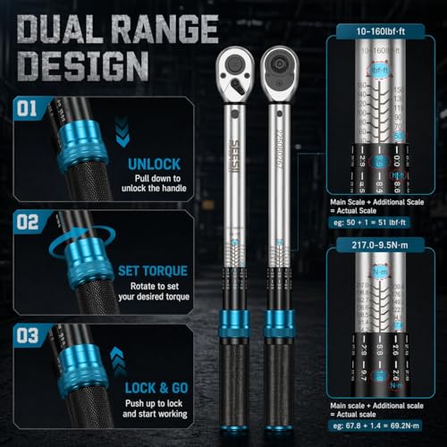 Seesii Torque Wrench Set 1/4" 3/8" 1/2" Drive - size: 1/4" 3/8" 1/2" Drive Torque Wrench Set