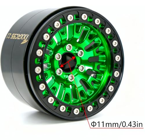 198g Super Heavy Duty 2.2 Beadlock Wheel Rims for 1/10 RC Crawle (Green Black) - color: Green Black