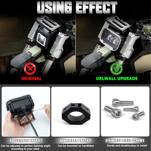 4 Inch Universal LED Motorcycle Headlight, Square Running Lights with DRL Halo Hi/Low Beam Driving Light Work Lights for Motorcycle, ATV and E-Bike (1 Pcs)