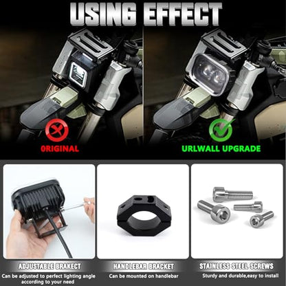 4 Inch Universal LED Motorcycle Headlight, Square Running Lights with DRL Halo Hi/Low Beam Driving Light Work Lights for Motorcycle, ATV and E-Bike (1 Pcs)