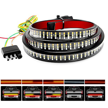 Nilight 60 Inch Truck Tailgate Light Bar Triple Row 504 LEDs - color: 60" Tailgate Light Strip Red/White/Amber Triple Row