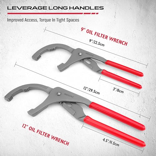 Oil Filter Wrench Set, 9" & 12" Adjustable Oil Filter Pliers, Heavy-Duty Oil Filter Removal Tools for Cars, Trucks, Motorcycles, Slip-Free Jaw Design - style: 9" & 12"