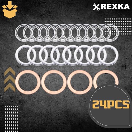 Rexka 24pcs Transfer & Differential Service Gasket Kit Compatible with Toyota Lexus 4Runner Land Cruiser Tundra Tacoma FJ Cruiser Highlander RAV4 Sequoia Sienna 1215710010 9043024003 90430A0003 - color: 24pcs