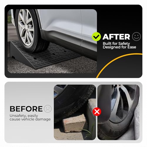 Auto Dynasty 7.9"H Rubber Curb Ramps for Driveway Sidewalk, HeavyDuty 2 Set - size: 7.9" Rise