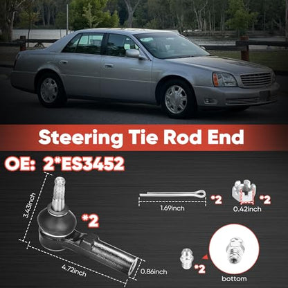 2pc ES3452 Front Outer Tie Rod End Compatible with 2000-2005 Buick LeSabre, 2006-2011 Lucerne, 1997-2005 Cadillac Deville, 2006-201 DTS, 1997-2004 Seville, 2000-2005 Pontiac Bonneville - size: ES3452