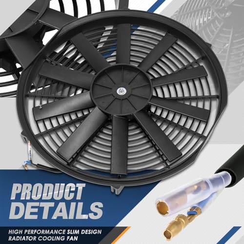 Auto Dynasty 16 inch Universal 12V Electric Radiator Cooling Fan Kit, Black - color: Black, size: 16 Inch Diameter