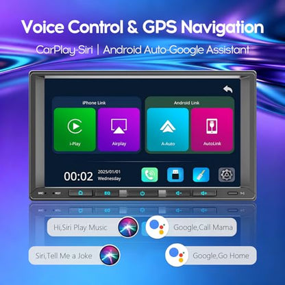 Linux System 7" Double Din Car Stereo Wireless Apple Carplay Radio Screen for Car Audio Receivers, Bluetooth 5.3 Car Play Android Auto Touchscreen, Backup Camera, SWC, FM/AM - size: 7inch Linux 2Din Universal HU