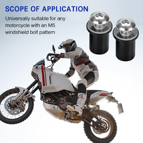 10PCS Motorcycle Windshield Bolts Screws Kit, Windshield Bolt, Windscreen Body Mounting Bolts Nuts Washers with Wrench, Aluminum Alloy Motorbike Windscreen Body Fasteners for Cars (Silver) - color: Silver