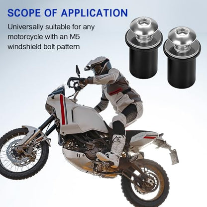 10PCS Motorcycle Windshield Bolts Screws Kit, Windshield Bolt, Windscreen Body Mounting Bolts Nuts Washers with Wrench, Aluminum Alloy Motorbike Windscreen Body Fasteners for Cars (Silver) - color: Silver
