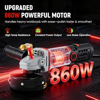 Antstone 860W Wet Polisher 4'' Electric Granite Polisher with 6 Variable Speeds 110V Wet Stone Polisher Grinder Buffer Concrete Polisher for Granite Marble Concrete Stone Countertop Floor Surface Tile