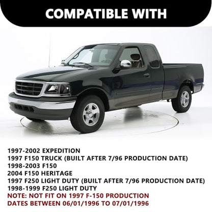 Aosky Halogen Headlights Assembly for 1997-03 Ford F150 Expedition - color: Black / Clear, style: w/ Bulbs